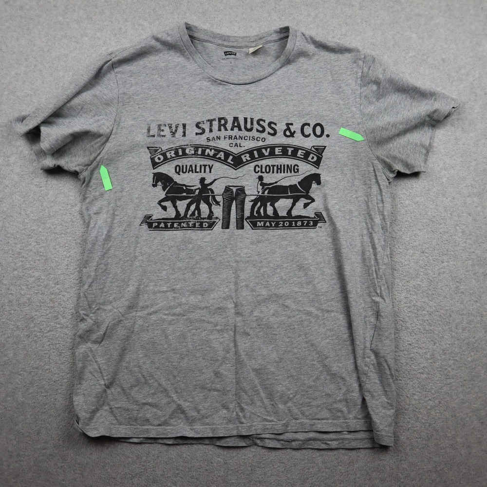Levi's T-Shirt Mens Large Graphic Logo Gray Short Sleeve Cotton Crew Neck Tee